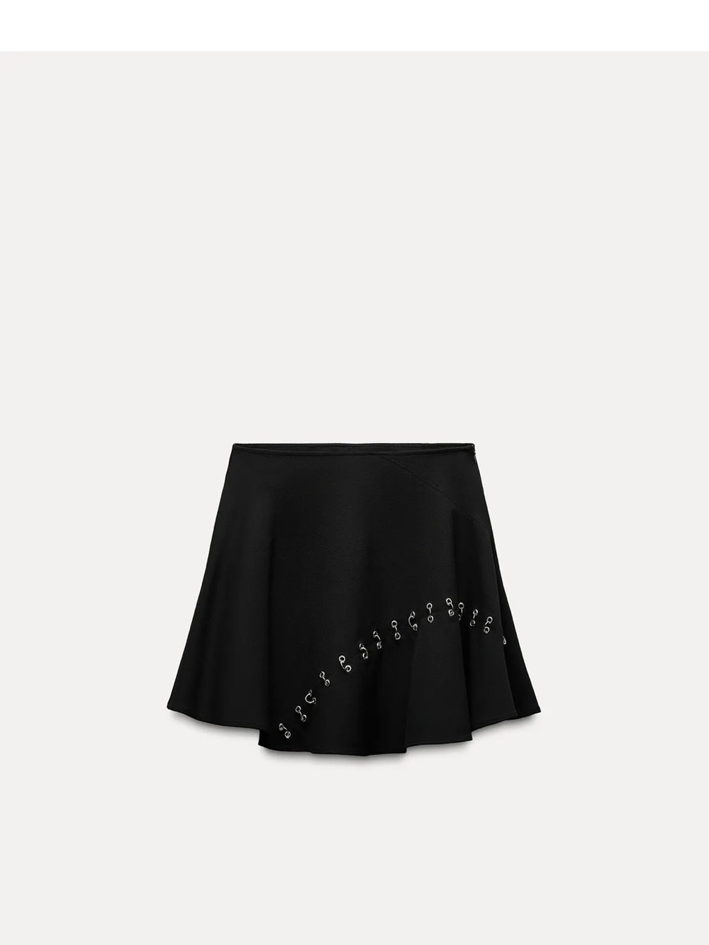 Zara Black Skater Mini Skirt with Eyelet Detail